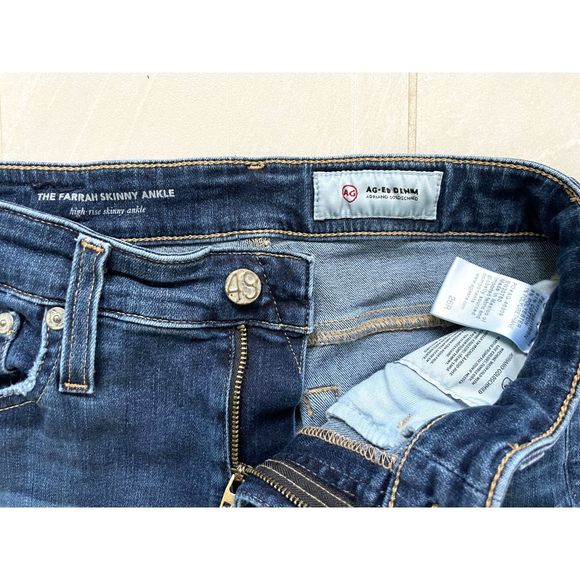 Adriano Goldschmied Denim Farrah High-Rise Skinny Ankle Raw Hem Blue Jeans 26R - Picture 7 of 13